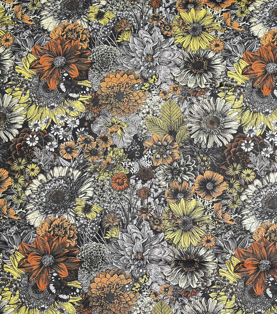 Fall Floral Montage Yellow Orange Fall Print Fabric