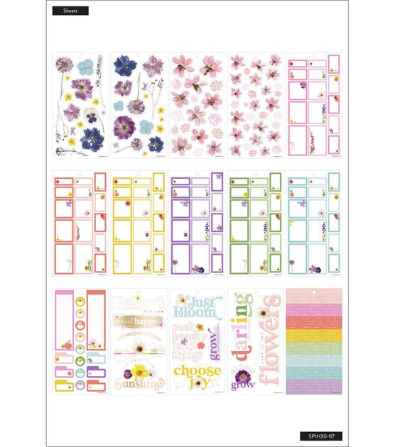 Happy Planner 194pc Sophisticated Floral Alphabet 10 Sheet Sticker
