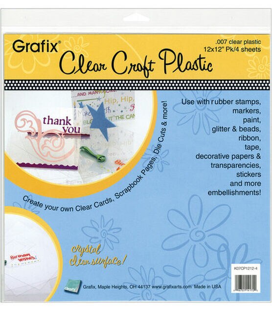 Grafix 12"x12" .007 Plastic Sheets 4PK Clear