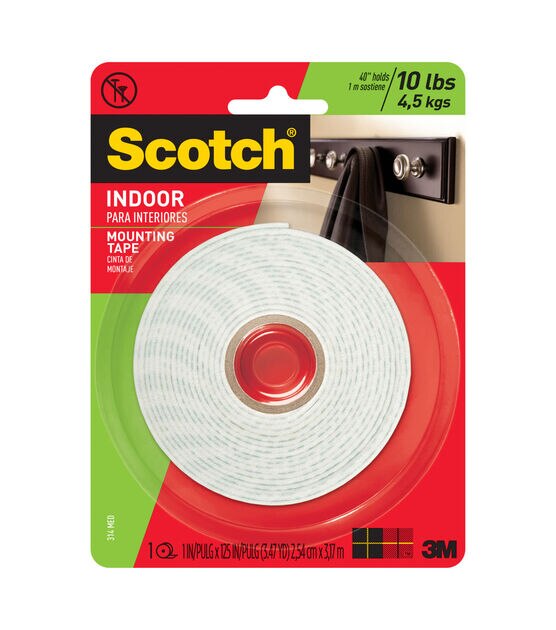 Scotch-Mount? Indoor Double-Sided Mounting Tape, 1 in x 125 in , 1  Roll/Pack