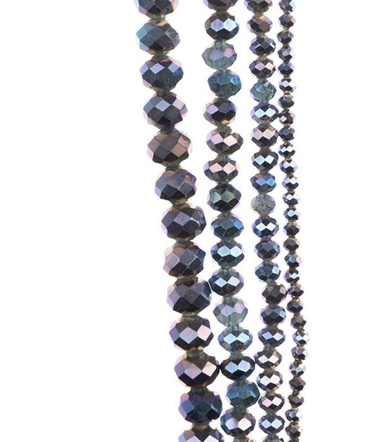 7" Rondel Faceted Glass Strung Beads 4ct by hildie & jo Dark Purple, , hi-res, image 2