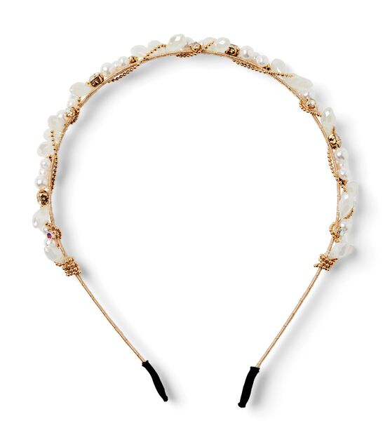 Badgley Mischka Mixed Beaded Pearl & Rhinestone Headband, , hi-res, image 2