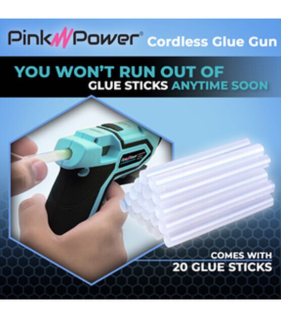 Pink Power Aqua Splash Cordless Mini Hot Glue Gun & Glue Sticks