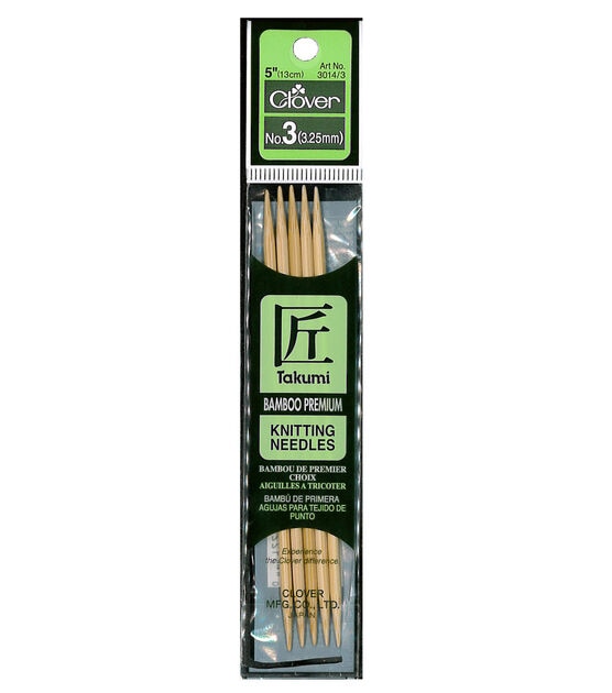 Clover 5" Bamboo 3/3.25mm Double Point Knitting Needle Set 5ct
