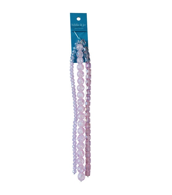 7" Pink Faceted Glass Beads 3ct by hildie & jo