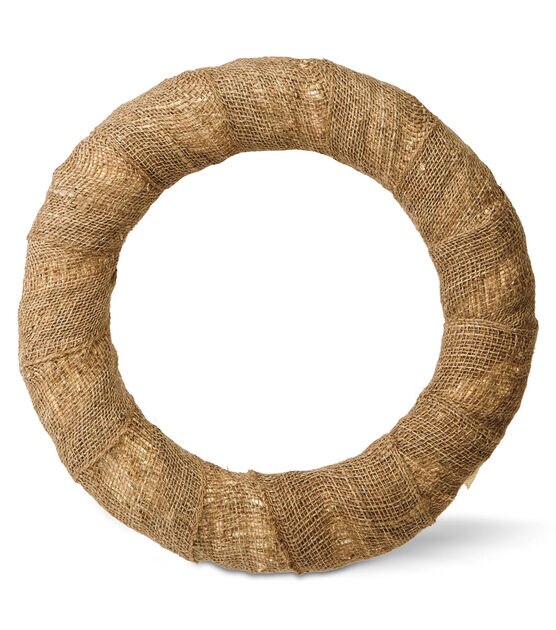 FloraCraft 18" Brown Burlap Wrapped Straw Wreath Form