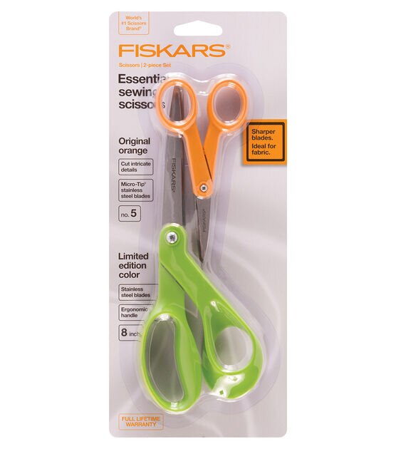 Fiskars Premier 8" Bent and 5" Micro tip Fashion Scissors Set