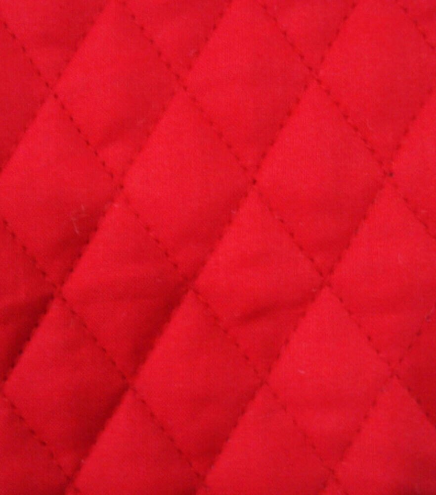 Diamond Solids Double Faced Pre Quilted Cotton Fabric, Red, swatch