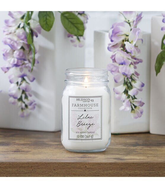12oz Lilac Breeze Scented Mason Jar Candle by Hudson 43, , hi-res, image 4