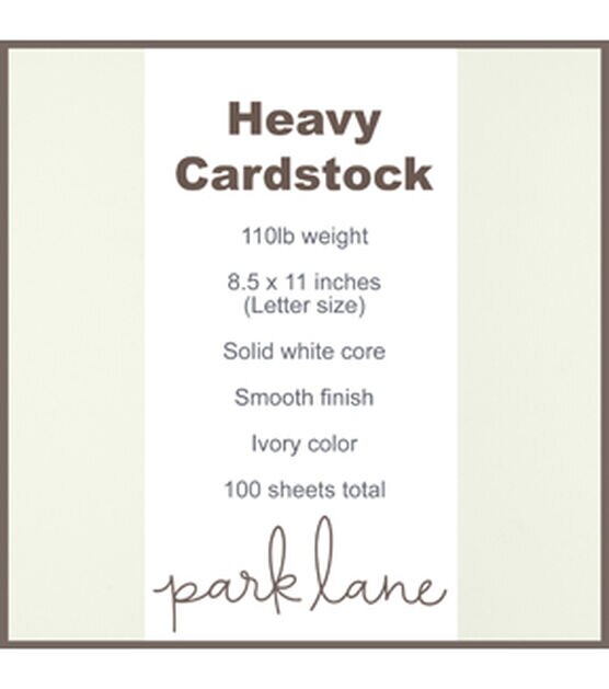 Park Lane Cardstock 8.5 x 11 Paper Pack - White Cardstock Scrapbook Paper 65lb - Double Sided Card Stock for Crafts, Embossing, Cardmak