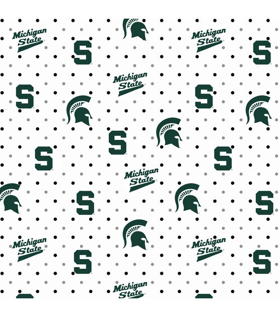NCAA Michigan State Pin Dot Cotton College Team Fabric