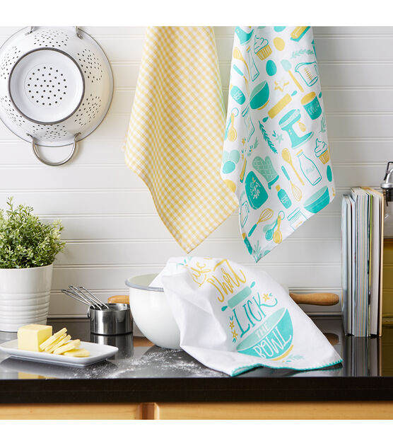Design Imports Set of 3 Life is Short Kitchen Towels, , hi-res, image 8