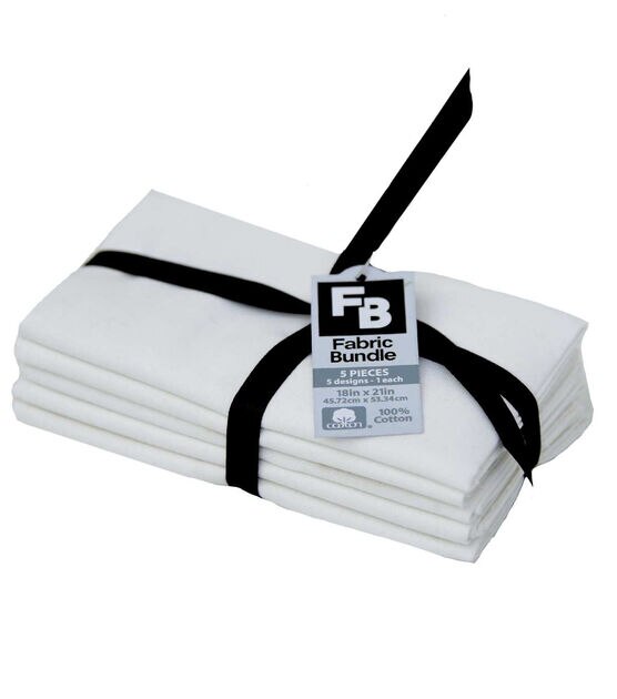 White Solid 5 Pc Cotton Fabric Quarter Bundle