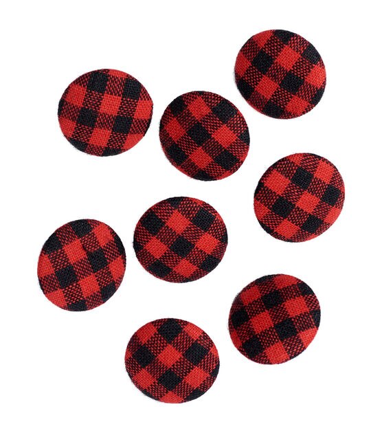 Flair Originals 3/4" Black & Red Checks Shank Buttons 8pc, , hi-res, image 3