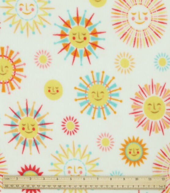 Multiple Smiley Suns Anti Pill Fleece Fabric, , hi-res, image 3