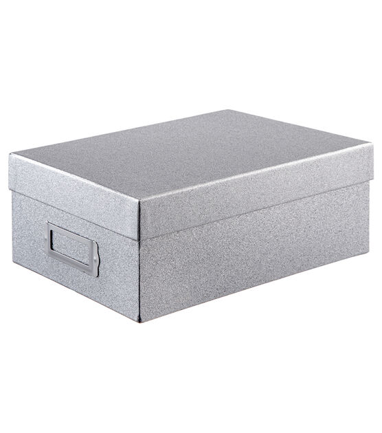 Park Lane Glitter Photo Storage Box - Silver