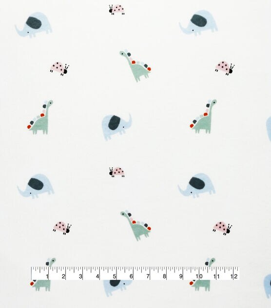 Animals on White Cotton Flannel Nursery Fabric by Lil' POP!, , hi-res, image 4