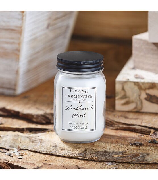 12oz Weathered Wood Scented Mason Jar Candle by Hudson 43, , hi-res, image 5