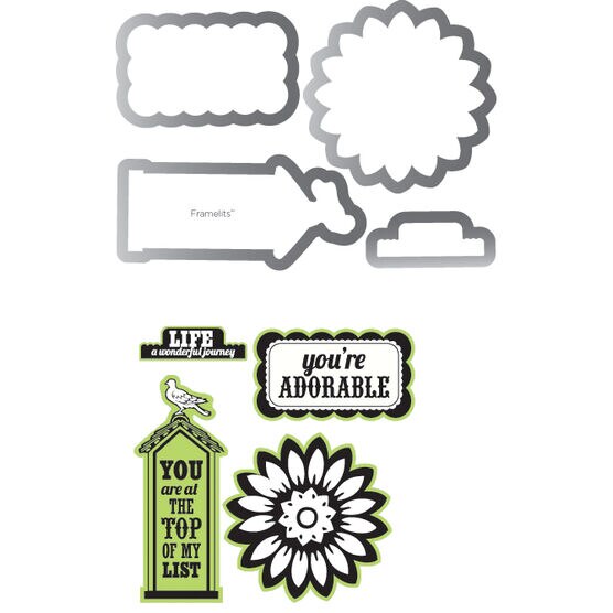 Sizzix Framelits Dies 4 Pkg With Clear Stamps By Echo Park This & That; Graceful