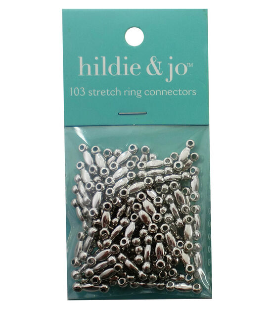 103pk Silver 2 Hole Stretch Ring Connectors by hildie & jo