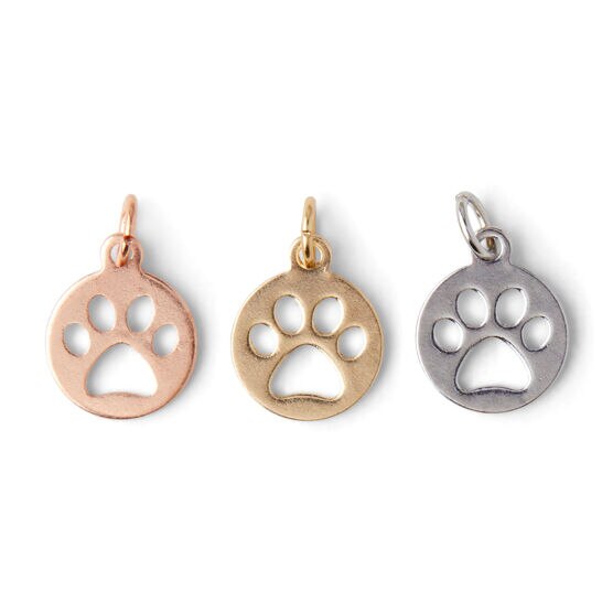 9ct Metal Circle Charms With Paw Print Cutout by hildie & jo, , hi-res, image 2