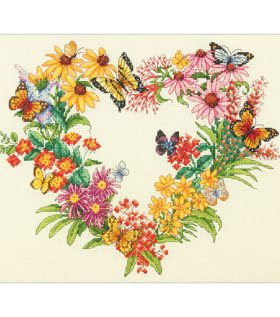 Dimensions 14" x 11" Wildflower Wreath Counted Cross Stitch Kit, , hi-res, image 2
