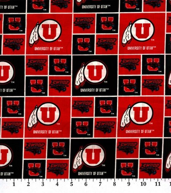 University of Utah Utes Cotton Fabric Swoop Block