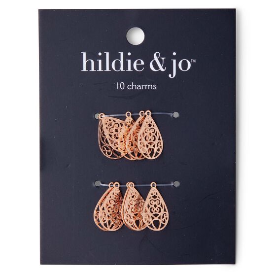 10pk Copper Filigree Teardrop Charms by hildie & jo