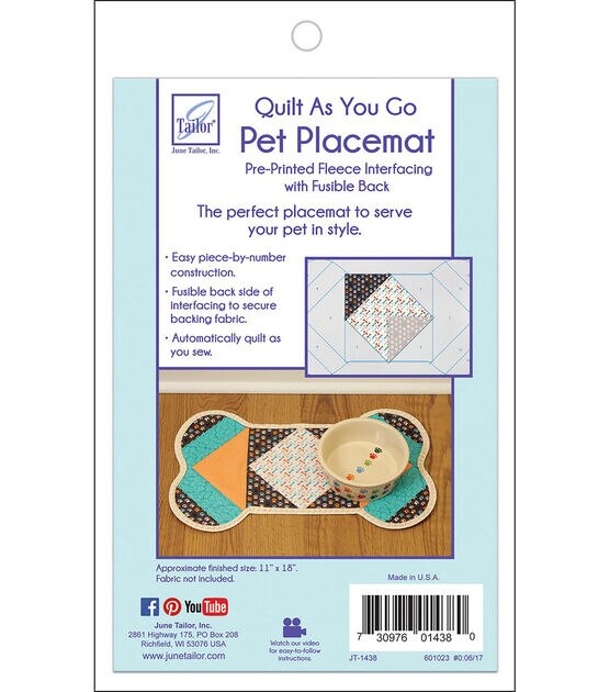 June Tailor Quilt As You Go 11''x18'' Pet Placemat Dog, , hi-res, image 2