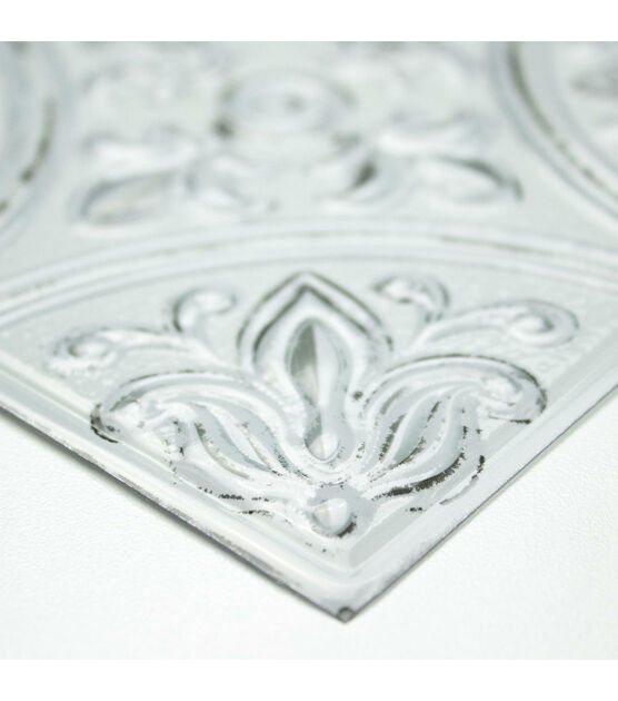 White Tin Peel & Stick Tile Backsplash, , hi-res, image 4