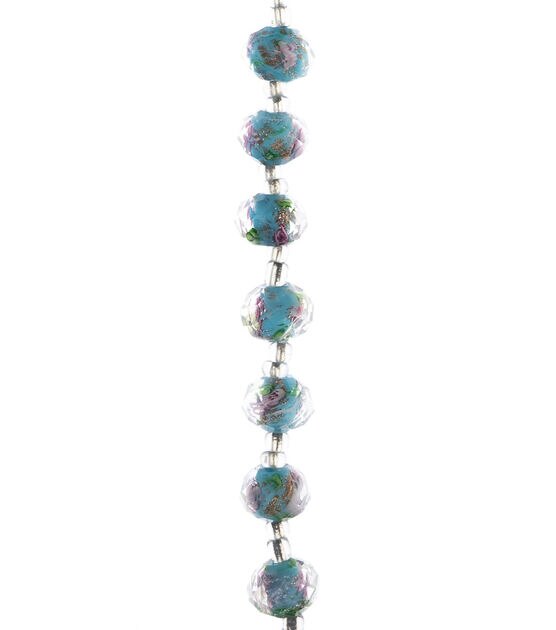 7" Blue Faceted Rondelle Glass Strung Beads by hildie & jo, , hi-res, image 2