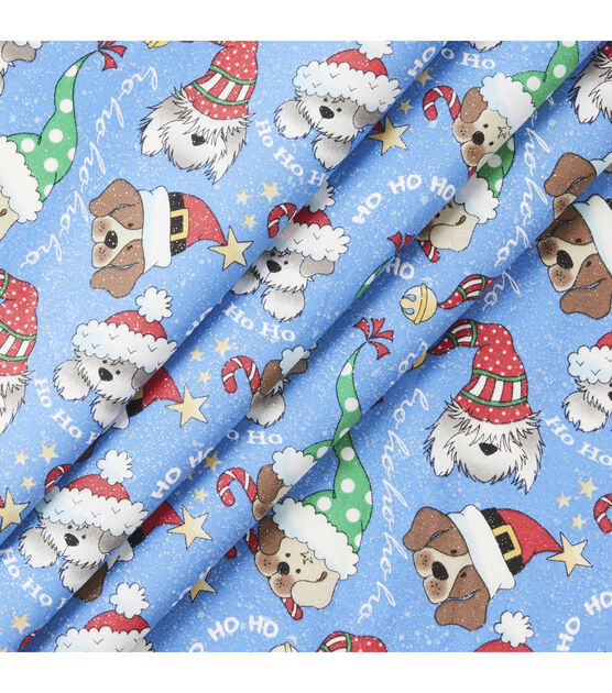 Fabric Traditions Dogs Christmas Glitter Cotton Fabric, , hi-res, image 2