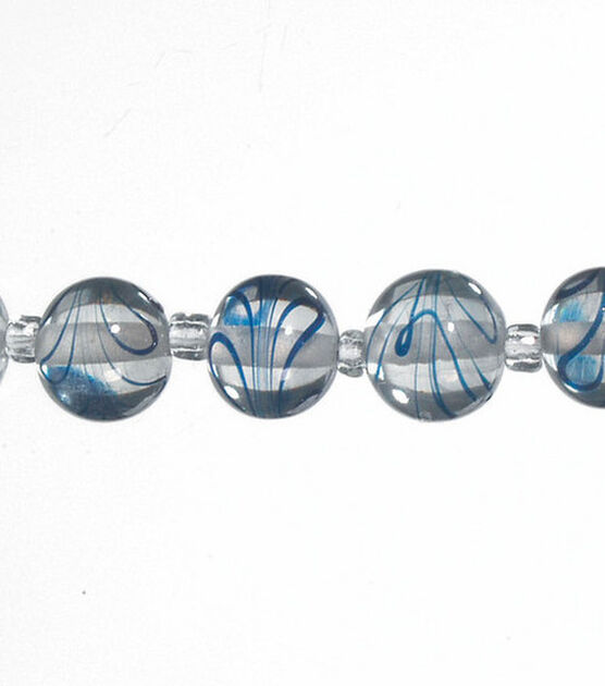 7" x 12mm Clear Round Glass Strung Beads by hildie & jo