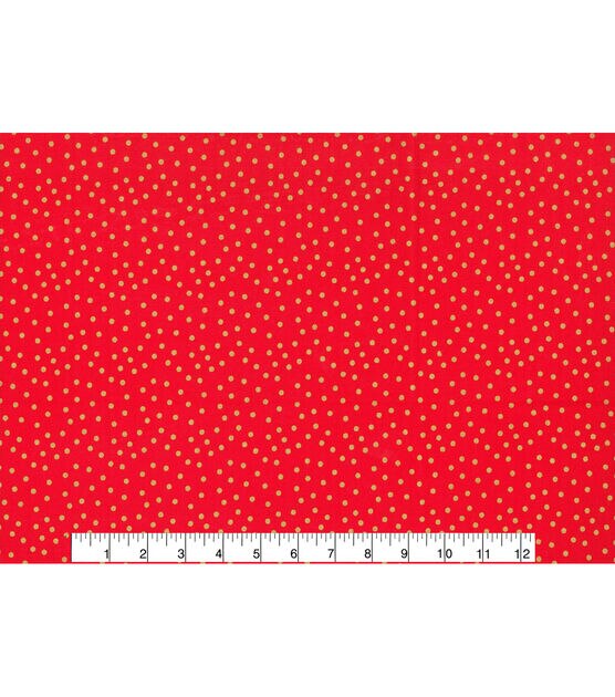 Gold Dots Red Christmas Cotton Fabric, , hi-res, image 2