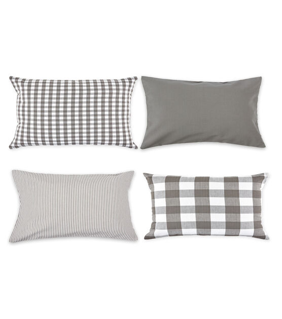 Design Imports Buffalo Check Set Of 4 Lumbar Pillow Covers Gray White Joann