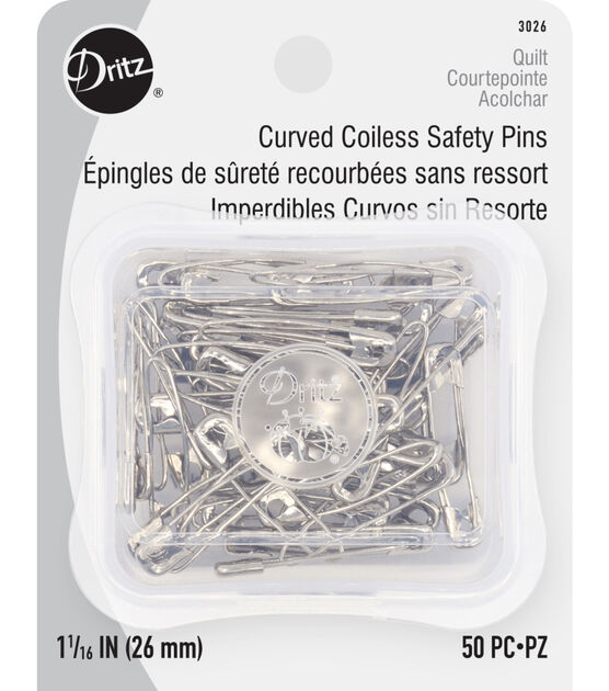 Dritz 1-1/16" Curved Coiless Safety Pins, 50 pc
