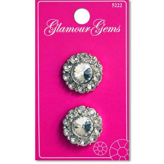 Glamour Gems 7/8" Clear Crystal Rhinestone Shank Buttons 2pk