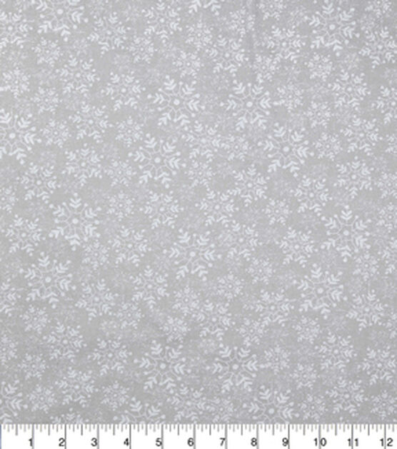 Snowflakes on Silver Christmas Foil Cotton Fabric, , hi-res, image 2