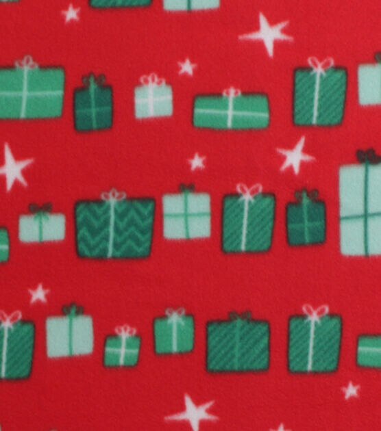 Presents on Red Blizzard Fleece Fabric, , hi-res, image 1