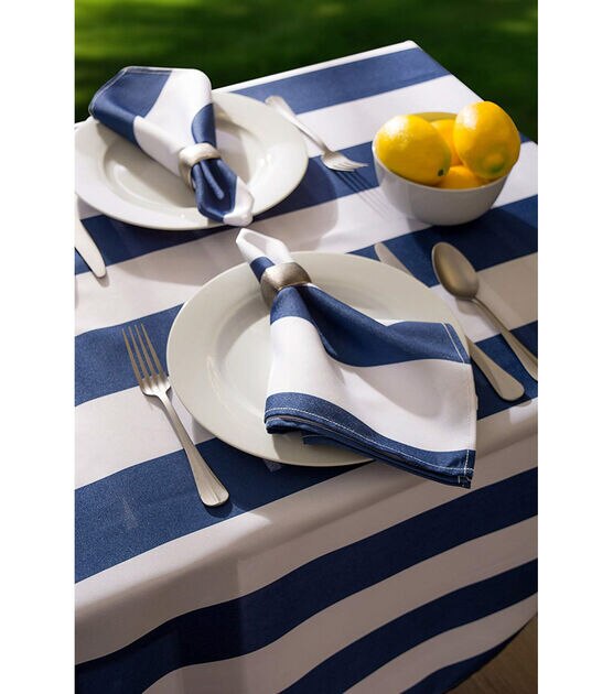 Design Imports Nautical Blue Cabana Outdoor Tablecloth 84", , hi-res, image 3