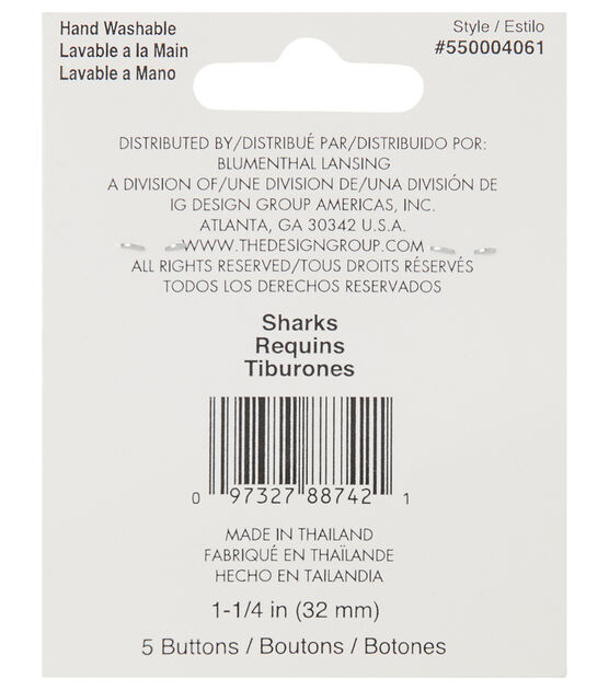 Flair Originals 1 1/4" Blue Shark Shank Buttons 5pc, , hi-res, image 2