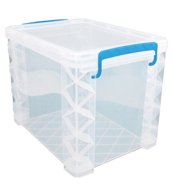 Super Stacker File Box-14.5X10.5X11.25 Clear/Blue Handles