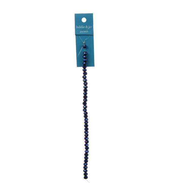 4mm x 6mm Royal Blue Glass Spacer Bead Strand by hildie & jo