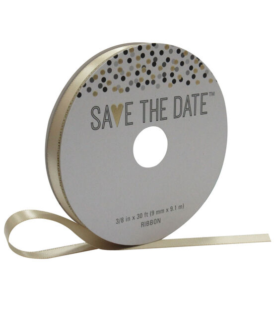 Save the Date 3/8'' X 30' Ribbon Champagne Satin