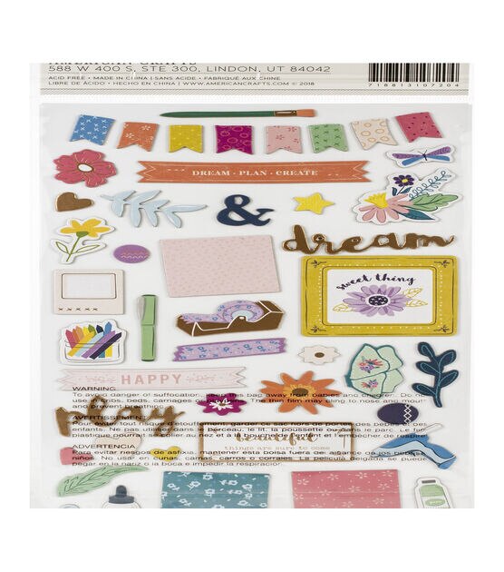American Crafts Paige Evans Whimsical Thickers Chipboard Stickers Icons, , hi-res, image 4
