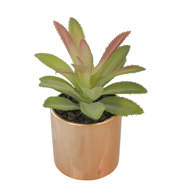 Northlight 5" Green Artificial Aloe Plant in a Rose Gold Pot, , hi-res, image 3