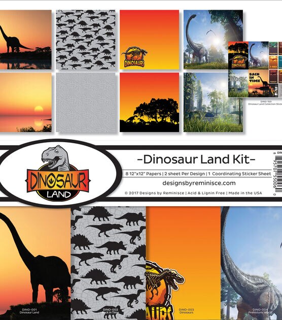 Reminisce Collection Kit 12"X12" Dinosaur Land, 8 Papers & Stickers, , hi-res, image 2