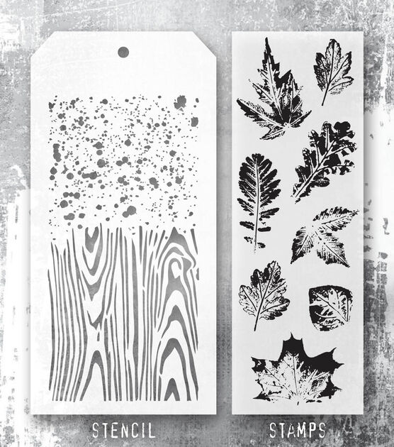Tim Holtz 11" x 4.5" Halloween Leaf Print Stencils & Stamps, , hi-res, image 2