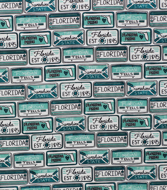 Florida License Plate State Pride Cotton Fabric