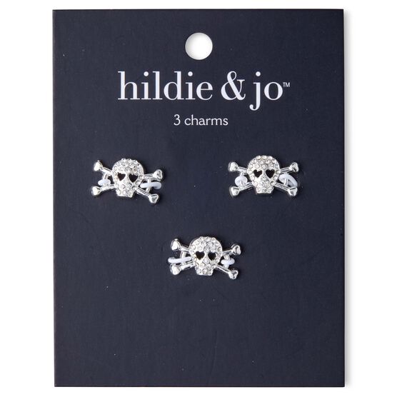 18mm x 10mm Silver Decorative Skull Charms 3pk by hildie & jo